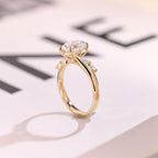 Solid Gold Oval Cut Moissanite Engagement Ring, Promise Ring