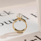 Solid Gold 5mm Band Oval Cut Moissanite Engagement Ring, Tulip Floral Ring