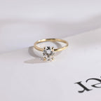 Solid Gold Oval Cut Moissanite Engagement Ring, Tulip Floral Promise Ring
