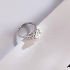 Solid Gold Tulip Floral Round Moissanite Engagement Ring, Anniversary Gift for Her