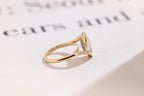 Solid Gold Pear Cut Moissanite Engagement Ring with Hidden Halo, Promise Ring