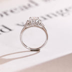Solid Gold Oval Cut Moissanite Engagement Ring, Three Stone Promise Ring