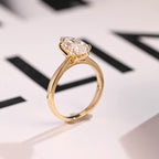 Solid Gold Tulip Floral Marquise Moissanite Engagement Ring, Proposal Ring