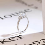 Solid Gold Princess Cut Moissanite Engagement Ring, Three Stone Promise Ring