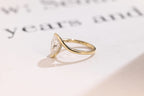 Solid Gold Pear Cut Moissanite Engagement Ring with Hidden Halo, Promise Ring