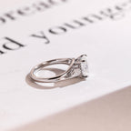 Solid Gold Oval Moissanite Hidden Halo Engagement Ring with Pear Moissanite