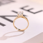 Solid Gold Oval Cut Moissanite Engagement Ring, Promise Ring