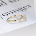 Solid Gold Pear Cut Hidden Halo Moissanite Engagement Ring