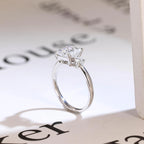 Solid Gold Princess Cut Moissanite Engagement Ring, Three Stone Promise Ring