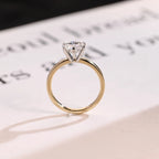 Solitaire Gold Round Moissanite Engagement Ring, Six Prong Setting