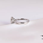 Solid Gold Tulip Floral Round Moissanite Engagement Ring, Anniversary Gift for Her