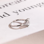 Solid Gold Oval Cut Moissanite Engagement Ring, Three Stone Promise Ring