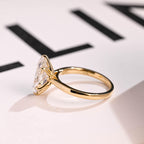 Solid Gold Tulip Floral Marquise Moissanite Engagement Ring, Proposal Ring