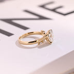 Solid Gold Oval Cut Moissanite Engagement Ring, Promise Ring
