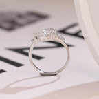 Solid Gold Pear Cut Cluster Moissanite Engagement Ring, Promise Ring for Her