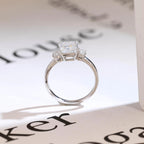 Solid Gold Princess Cut Moissanite Engagement Ring, Three Stone Promise Ring