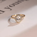 Solid Gold Oval Cut Moissanite Engagement Ring, Anniversary Gift for Her
