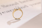 Solid Gold Marquise Cut Moissanite Engagement Ring, Anniversary Gift for Women