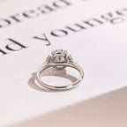 Solid Gold Oval Cut Moissanite Engagement Ring, Three Stone Promise Ring