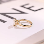 Solid Gold Oval Cut Moissanite Engagement Ring, Promise Ring