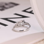 Solid Gold Pear Cut Cluster Moissanite Engagement Ring, Promise Ring for Her