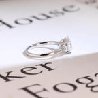 Solid Gold Princess Cut Moissanite Engagement Ring, Three Stone Promise Ring