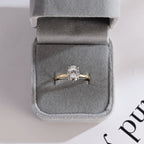Solid Gold Oval Cut Moissanite Engagement Ring, Tulip Floral Promise Ring
