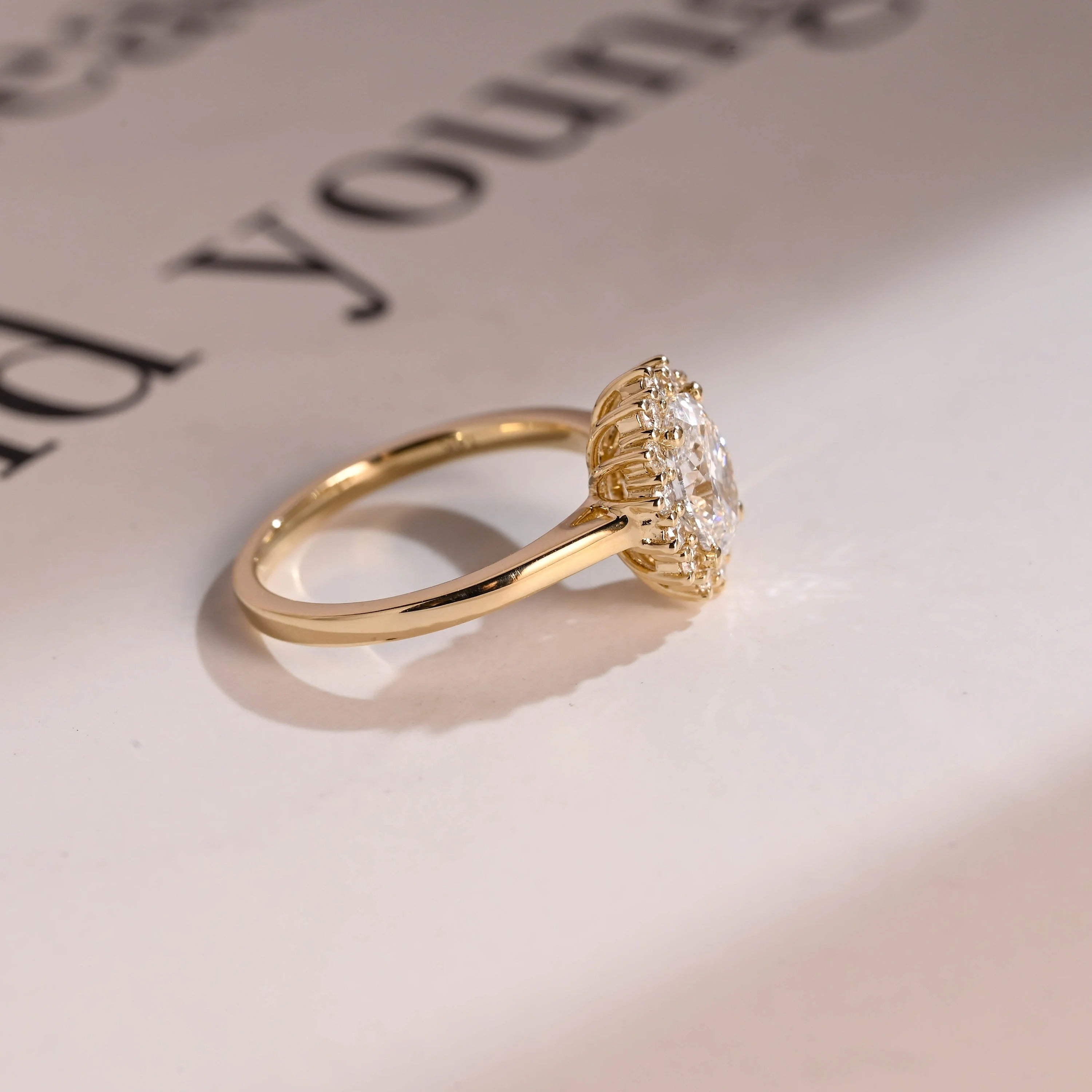 Solid Gold Oval Cut Moissanite Engagement Ring, Anniversary Gift for Her