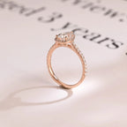 Solid Gold Pear Moissanite Engagement Ring, Halo & Half Eternity Promise, Proposal Ring