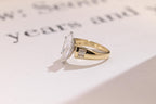 Solid Gold Marquise Cut Moissanite Engagement Ring, Anniversary Gift for Women