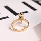 Solid Gold Tulip Floral Marquise Moissanite Engagement Ring, Proposal Ring