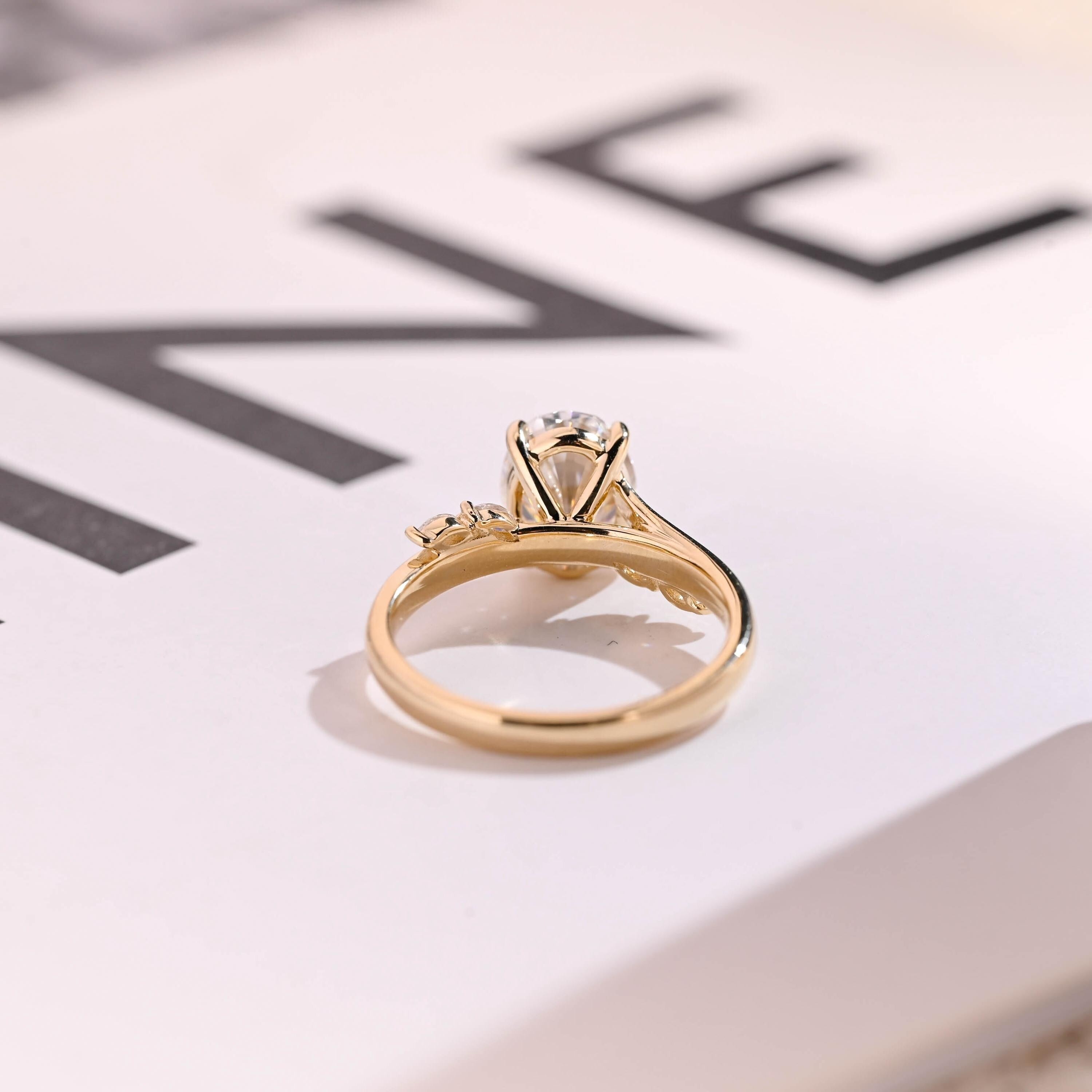 Solid Gold Oval Cut Moissanite Engagement Ring, Promise Ring