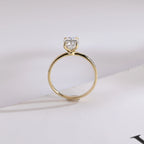Solid Gold Oval Cut Moissanite Engagement Ring, Tulip Floral Promise Ring