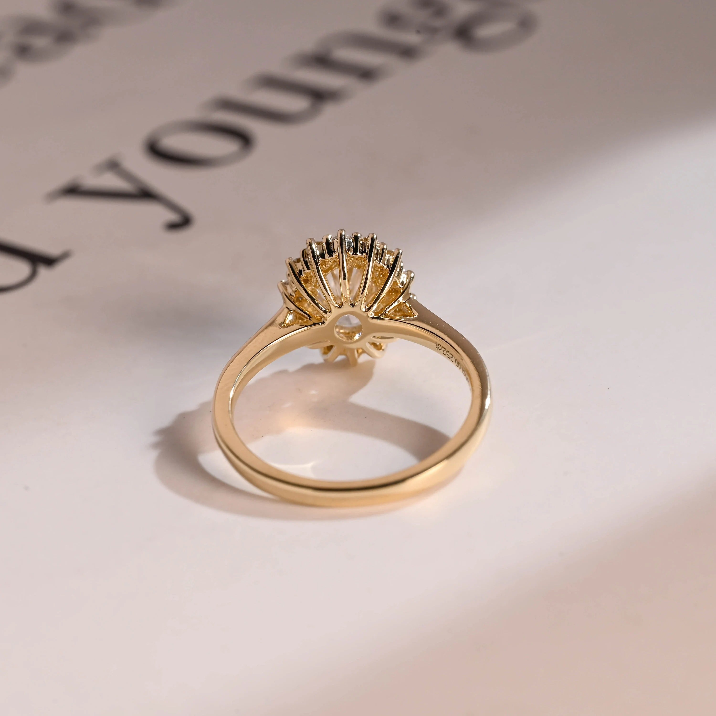 Solid Gold Oval Cut Moissanite Engagement Ring, Anniversary Gift for Her