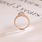 Solid Gold Pear Moissanite Engagement Ring, Halo & Half Eternity Promise, Proposal Ring