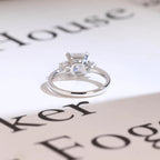 Solid Gold Princess Cut Moissanite Engagement Ring, Three Stone Promise Ring