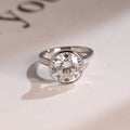 Bezel Solid Gold Round Cut Moissanite Engagement Ring, Anniversary Gift for Her
