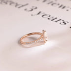Solid Gold Pear Moissanite Engagement Ring, Halo & Half Eternity Promise, Proposal Ring