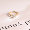 Solid Gold Round Cut Moissanite Engagement Ring, Twisted Band Ring