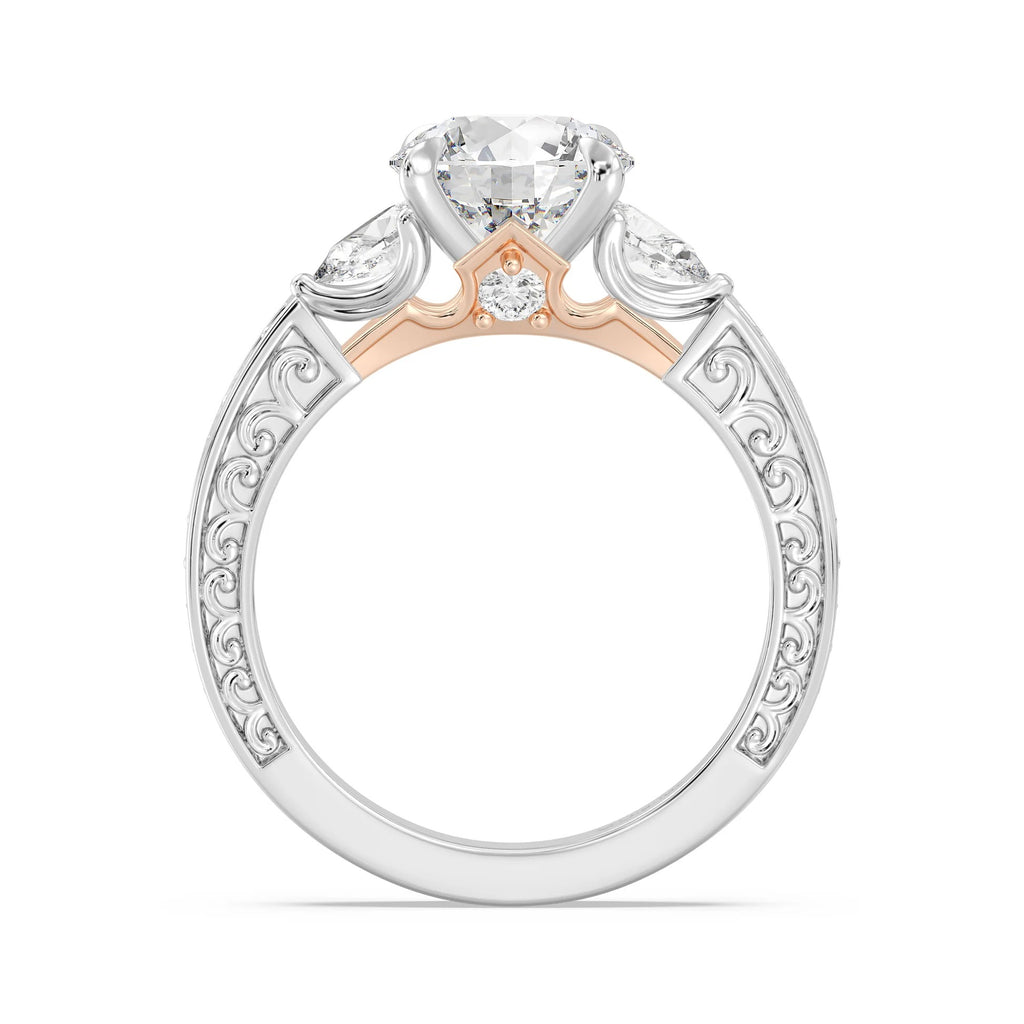 Enchanted Star Diamond And Gold Disney Princess Aurora Vintage Filigree Three Stone Engagement Ring