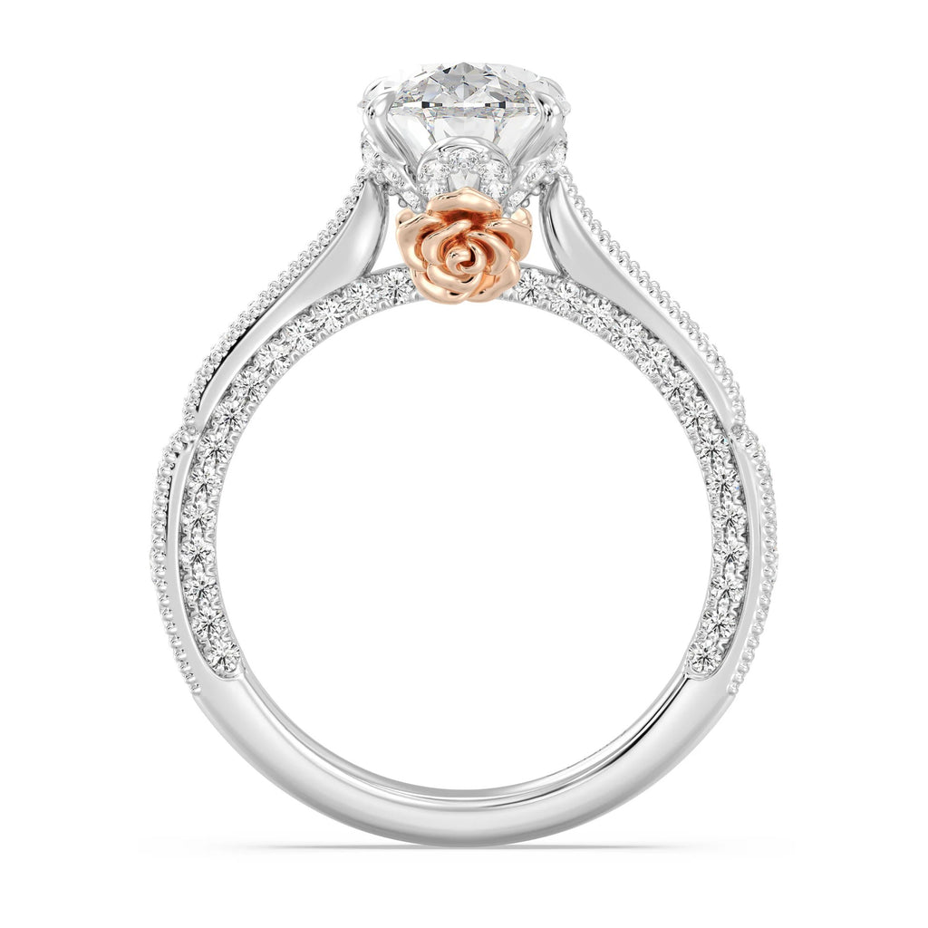 Enchanted Star Diamond And Gold Disney Princess Belle Vintage Milgrain Engagement Ring