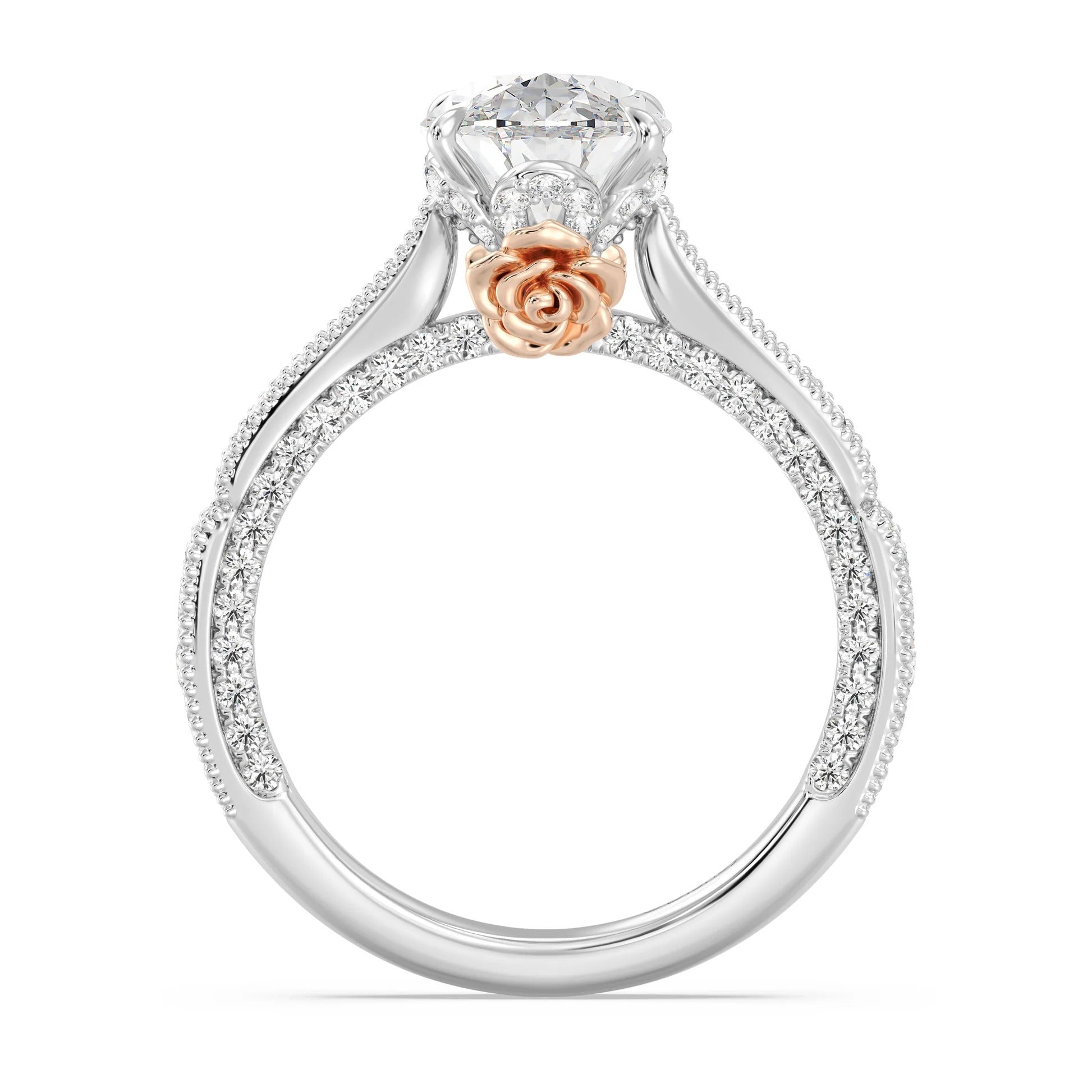 Enchanted Star Diamond And Gold Disney Princess Belle Vintage Milgrain Engagement Ring