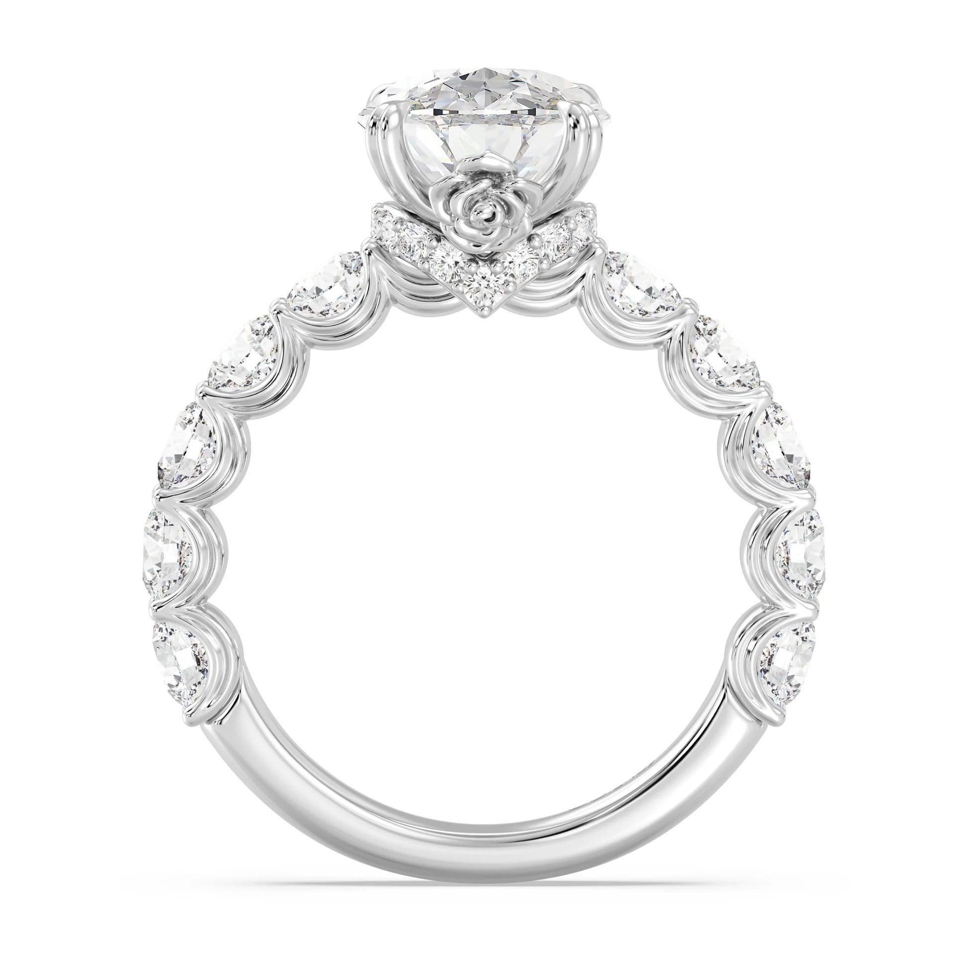 Enchanted Star Diamond And Gold Disney Princess Belle Hidden Halo Engagement Ring