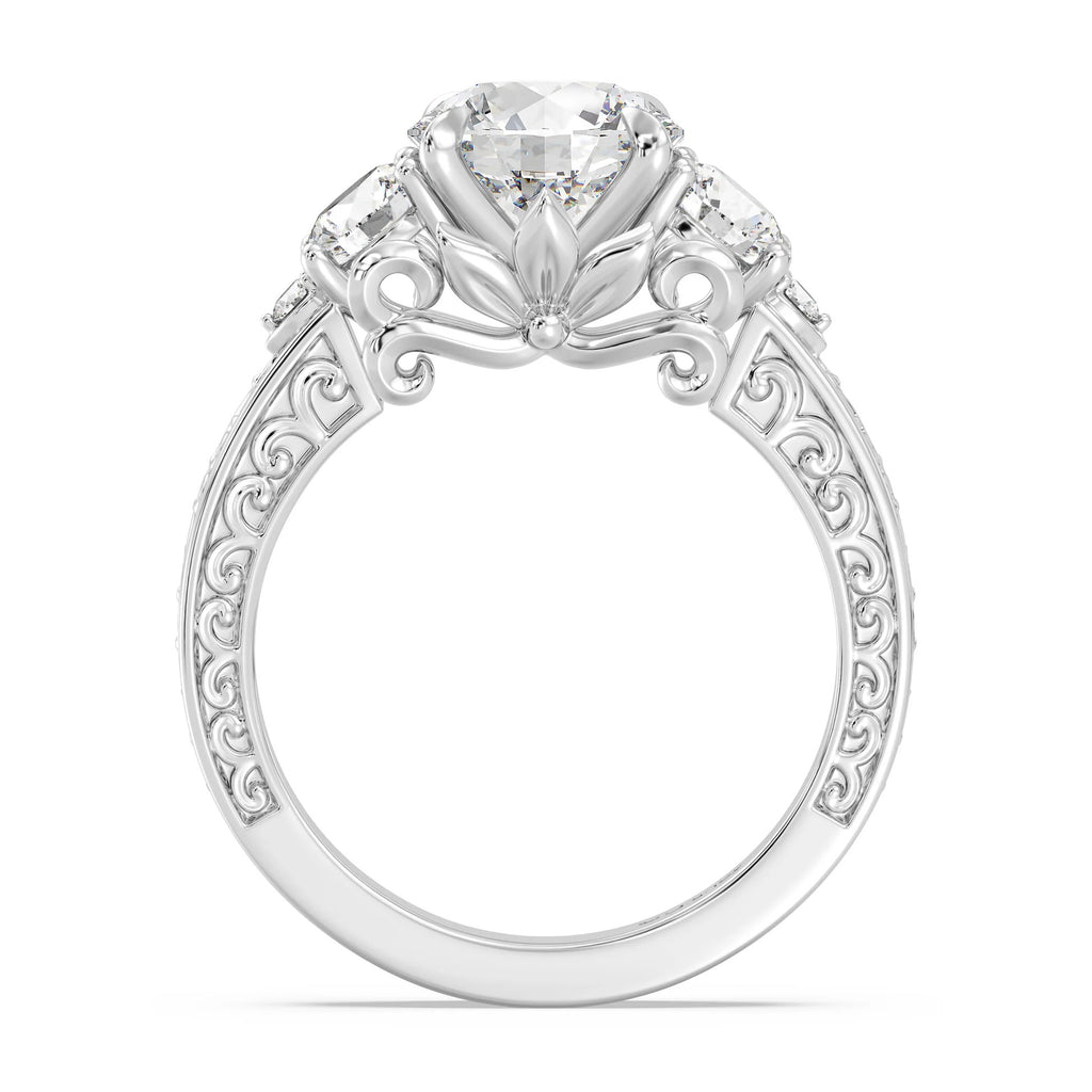 Enchanted Star Diamond And Gold Disney Princess Rapunzel Vintage Round Three Stone Engagement Ring