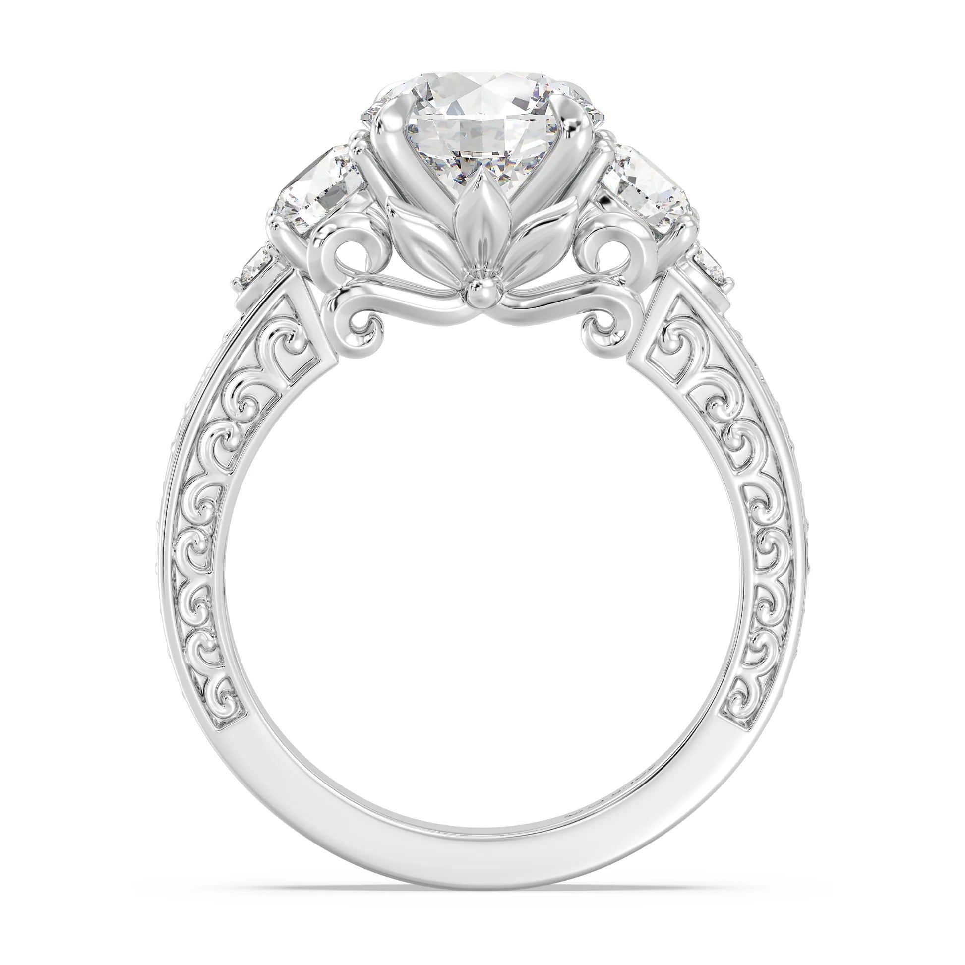 Enchanted Star Diamond And Gold Disney Princess Rapunzel Vintage Round Three Stone Engagement Ring