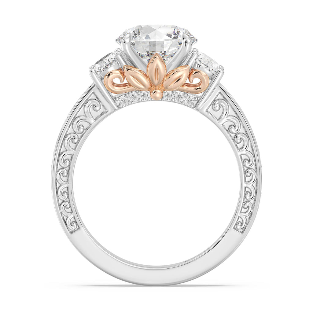 Enchanted Star Diamond And Gold Disney Princess Rapunzel Vintage Oval Three Stone Engagement Ring