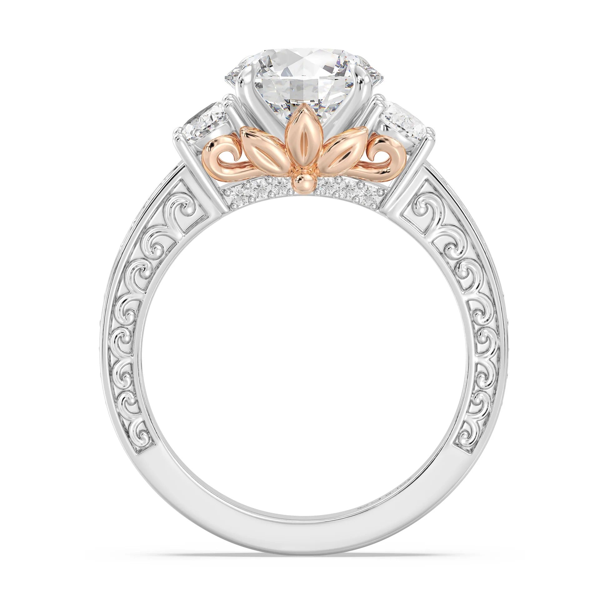 Enchanted Star Diamond And Gold Disney Princess Rapunzel Vintage Oval Three Stone Engagement Ring
