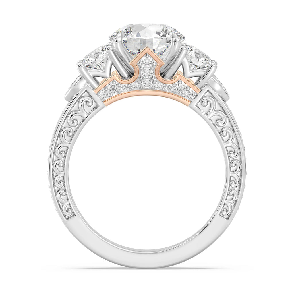 Enchanted Star Diamond And Disney Princess Aurora Vintage Round Three Stone Engagement Ring
