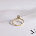Solid Gold Oval Cut Moissanite Engagement Ring, Tulip Floral Promise Ring