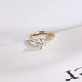 Solid Gold Round Cut Moissanite Engagement Ring, Tulip Setting Solitaire Ring